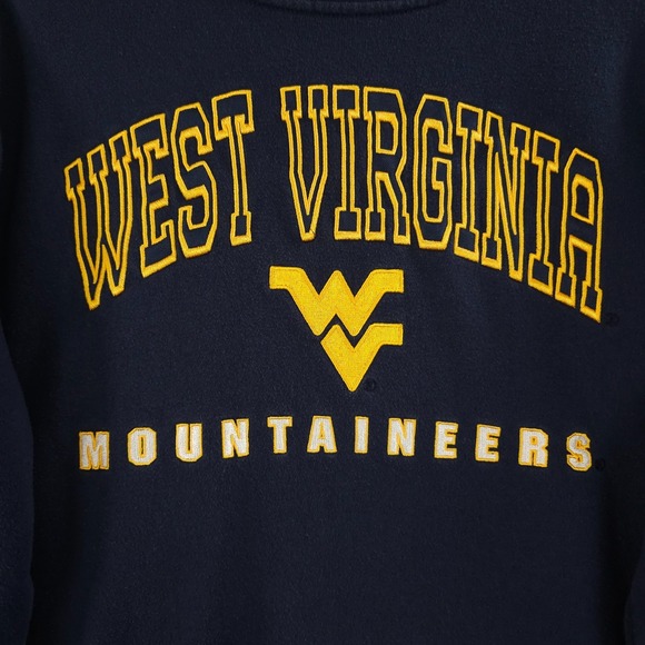 West Virginia Mountaineers Sweatshirt Mens Medium Blue Embroidered Colosseum - Picture 9 of 14